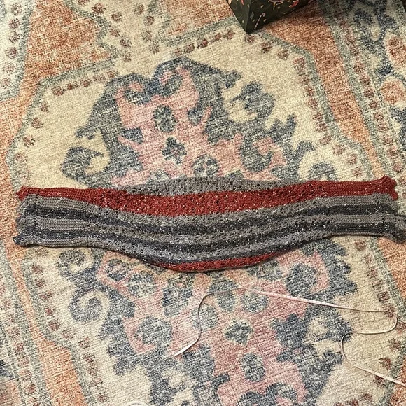 Stylish Red and Gray Alpaca Wool Blend Knit  Women's Shrug - Picture 9 of 10